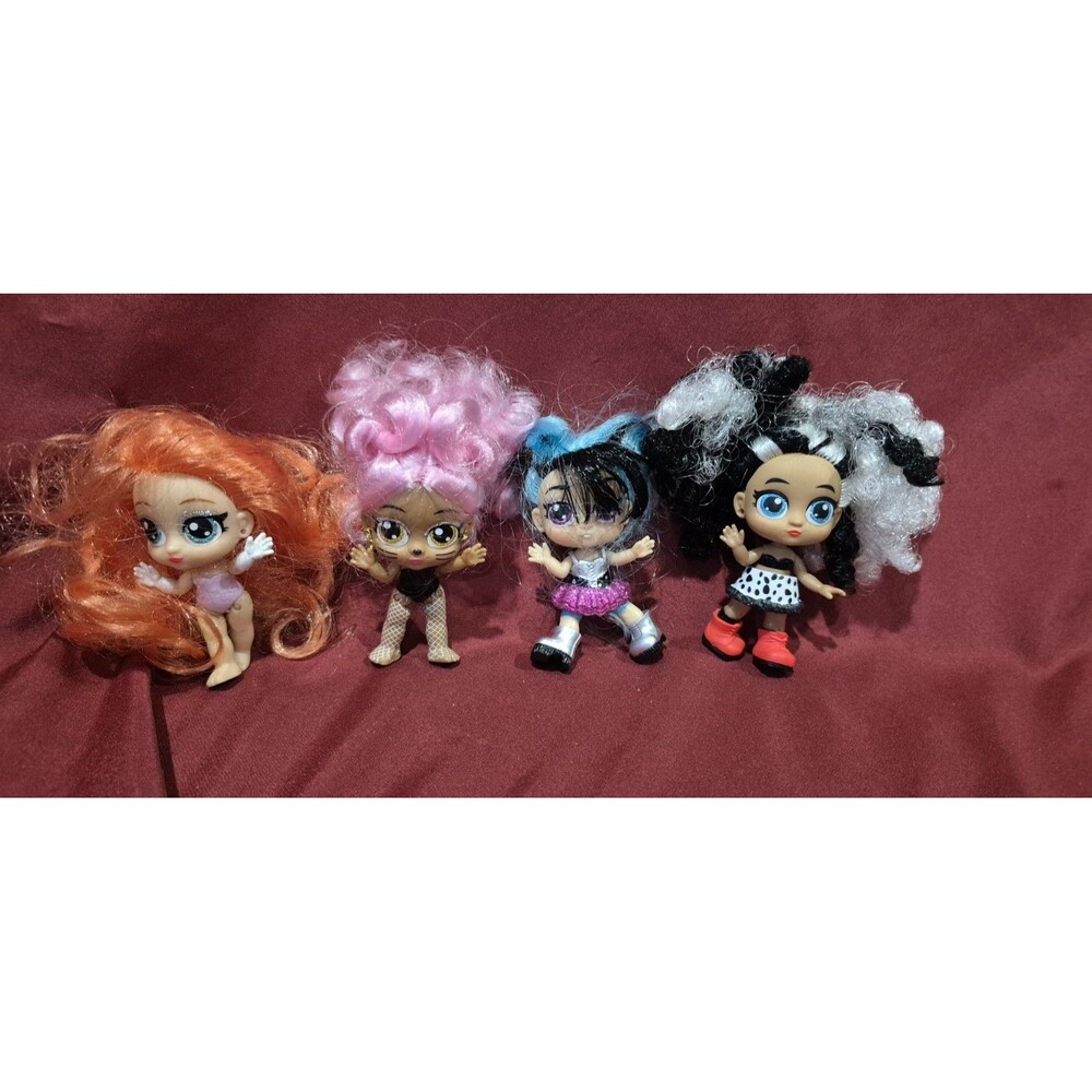 Lot of 4 Zuru Itty Bitty Prettys Tea Party Surprise 3.5" Mini Dolls Outfits EUC